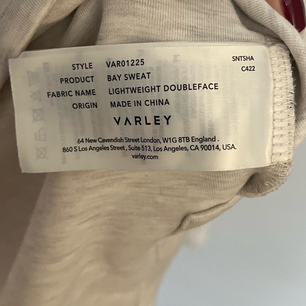 Varley bay sweat double face long sleeve sweater size small New without tags - Picture 9 of 13